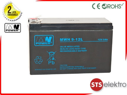 MW Power Akumulator AGM MWH 9-12L 12V 9 Ah T2