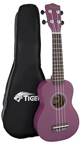 Tiger UKE7-PP ukulele sopranowe dla początkujących, kolor fioletowy, z pokrowcem UKE7-PP