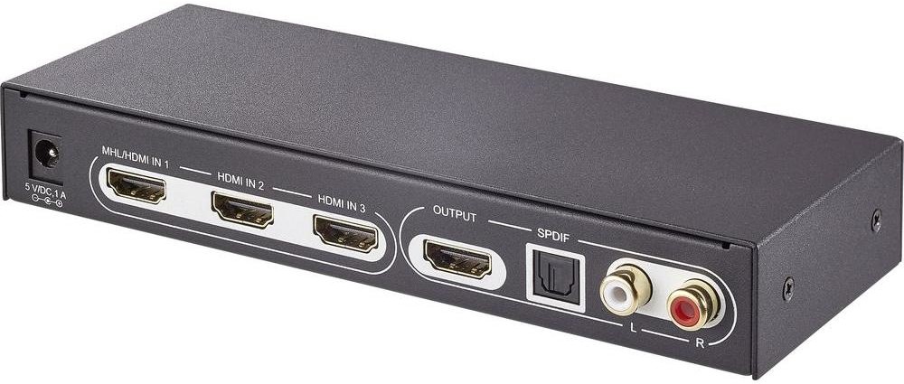 SpeaKa Professional Przełącznik switch HDMI 1360279 3 Porty 3840 x 2160 px obsługa obrazu 3D z pilotem zdalnego sterowania