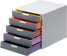 Durable Pojemnik VARICOLOR z pięcioma kolorowymi szufladkami