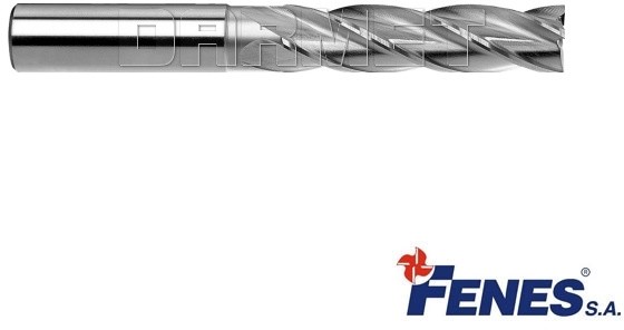 FENES Frez 4-ostrzowy trzpieniowy, długi z chwytem walcowym DIN844-A L-N, HSS - 15MM