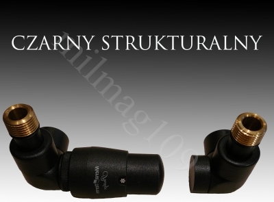 Mera Term Zestaw zaworów grzejnikowych termostatycznych LUX lewy Czarny Struktur