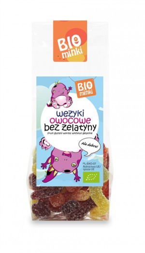 Biominki (przekąski dla dzieci) WĘŻYKI BEZ ŻELATYNY BIO 100 g - BIOMINKI