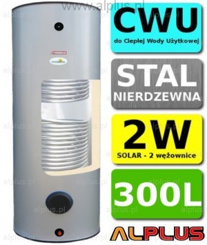 Termica 300L 2W Nierdzewka z 2 Wężownicami, Zbiornik Podgrzewacz CWU Wymiennik B