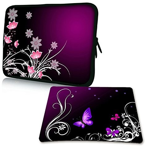 Pedea Design pokrowiec na notebooka z ekranem o przekątnej do 17,3 cala (43,9 cm) z dołączoną podkładką pod mysz Design, motyw Purple Butterfly (fioletowy motyl) SET019-66060723