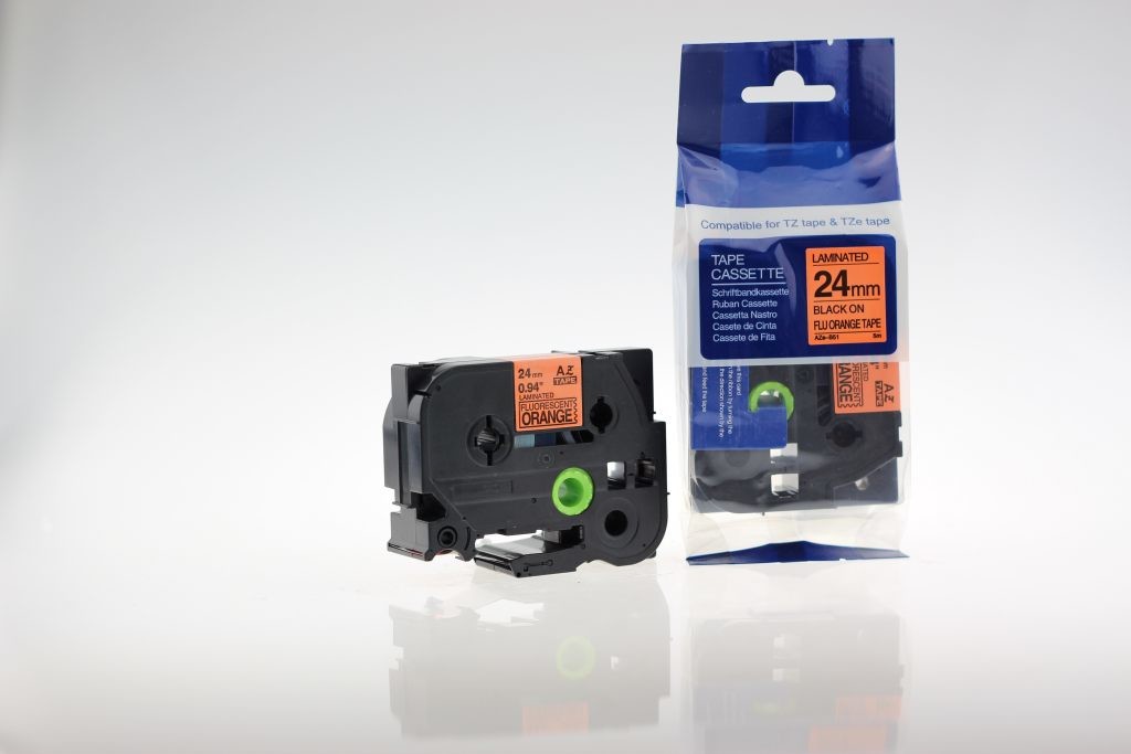 Brother Aimotech Taśma zamiennik do 24mm/8m pomarańczowa sygnalizacyjna czarny n (AZEB51)