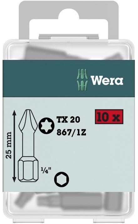Wera Bit z końcówką Torx T 40 867/1 Z DIY SiS stal narzędziowa Stal stopowa twardy D 6.3 10 szt