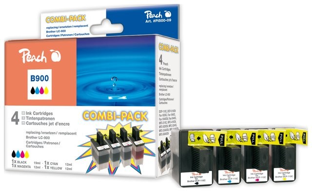 Peach Combi Pack kompatybilny z LC-900 bk c m y PI500-09