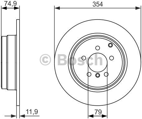BOSCH Tarcza hamulcowa tylna, 0 986 479 612  0986479612