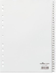 DURABLE Przekładka PP A4 białe, nadrukowane indeksy, 1-31