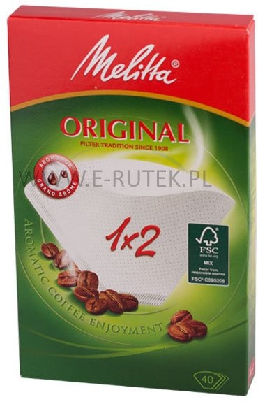 Melitta papierowe filtry do kawy 1x2 - białe - 40 sztuk 2790083002