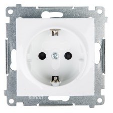Kontakt Simon Simon 54 Gniazdo pojedyncze SCHUKO z/u 16A IP20 z przesłoną torów białe DGSz1Z.01/11 WMDW-03111x-011 0001-00000-51171 [6007499]