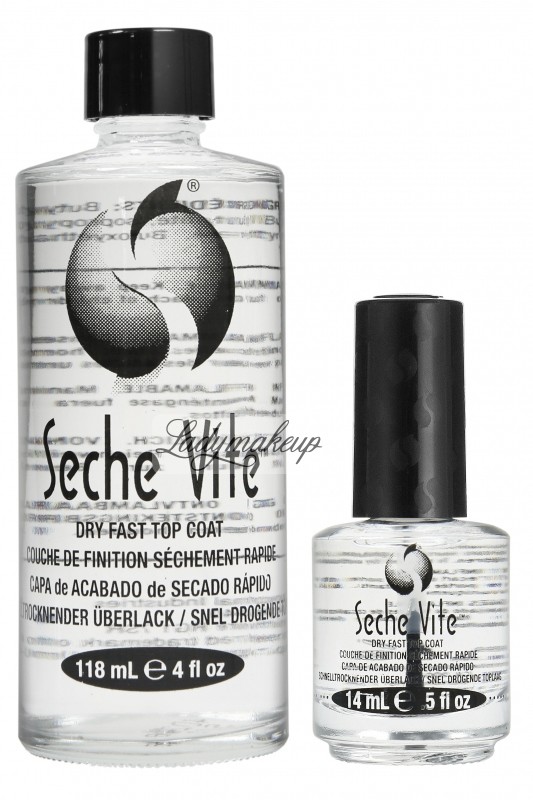 SECHE VITE - PROFESSIONAL KIT - DRY FAST TOP COAT - Szybkoschnący lakier ochronny do paznokci - 14 ml + 118 ml (ZESTAW) SECH830406