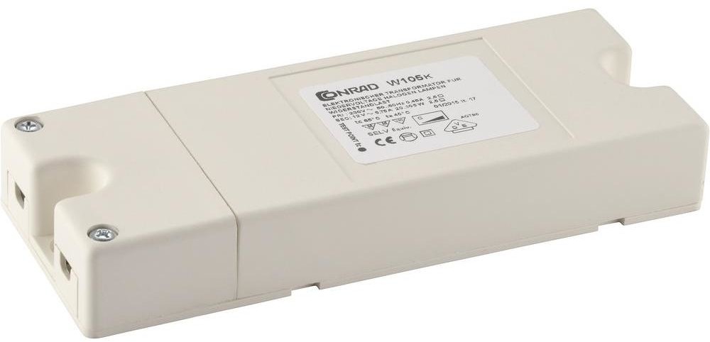 Transformator elektroniczny do halogenów W105 230 V 20 105 VA 11 5 V 130 x 50 x 20 biały