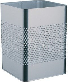 Durable Kosz na śmieci kwadratowy metalowy 18,5l perforacja 165mm srebrny
