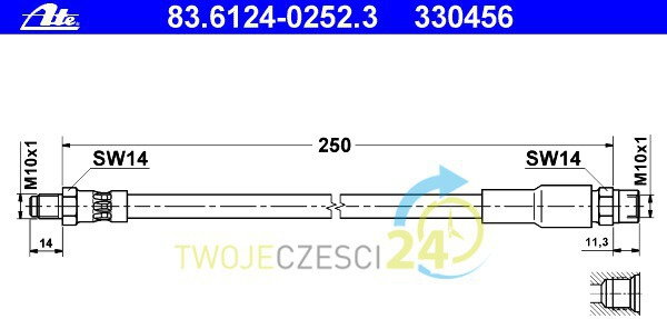 ATE Przewód hamulcowy elastyczny 83.6124-0252.3