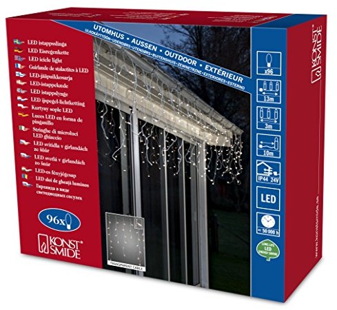 Konstsmide 2741-103 lampki świąteczne LED, zewnętrzne (IP44), 24 V, 96 diody, światło białe ciepłe, przezroczysty kabel