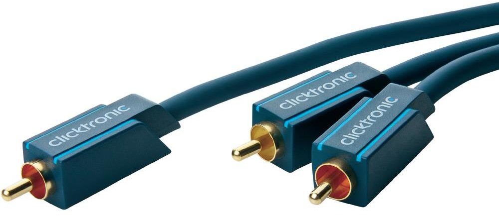 ClickTronic Kabel audio Cinch 70462 [1x Złącze męskie cinch 2x Złącze męskie cinch] 15 m niebieski