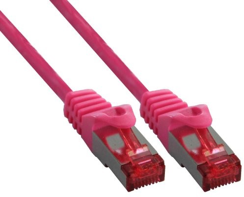 InLine 76450 m S/FTP przewód krosowy ( MHz, PCW, miedź, 0,5 m) różowy 4043718125944