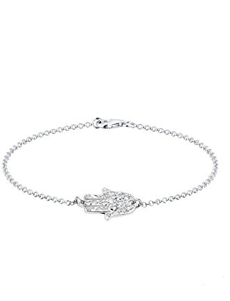 Elli Damski ogniw bransoletka Hamsa ręcznie  srebro wysokiej próby 925 Swarovski kryształ szlif brylantowy 0210452413 _ 18, srebro, biały 0210452413_18