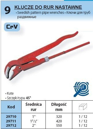 Proline KLUCZ DO RUR nastawny ROZMIAR 550 mm CrV 29712