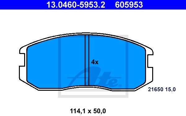 ATE KLOCKI HAM 13.0460-5953.2 MITSUBISHI COLT 90-96, GALANT 90-92, LANCER 89-96 13.0460-5953.2