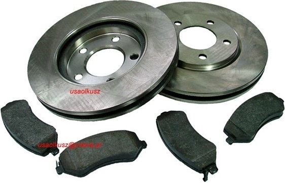Przednie tarcze oraz klocki hamulcowe 15 Dodge Caravan 2001-2007