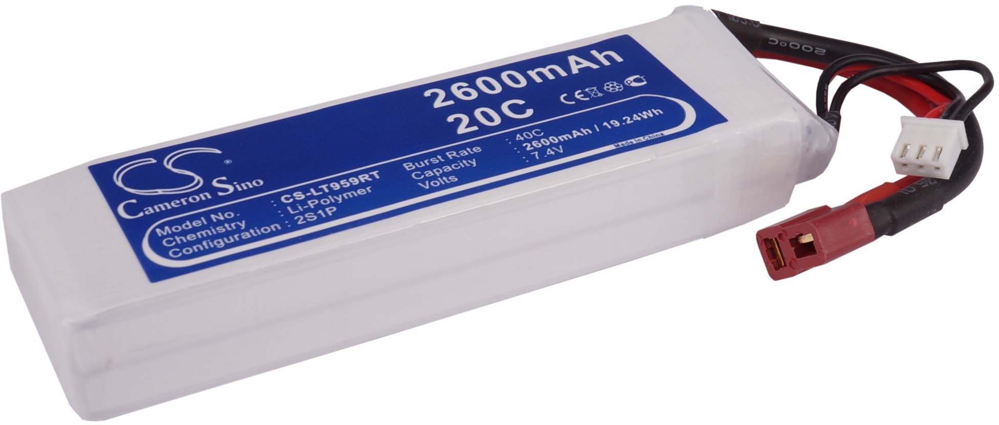 Cameron Sino 2600mAh 19.24Wh Li-Polymer 7.4V 2S 20C () CS-LT959RT