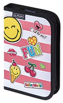 Herlitz Piórnik jednoklapkowy z wyposażeniem 19 części SmileyWorld Girly