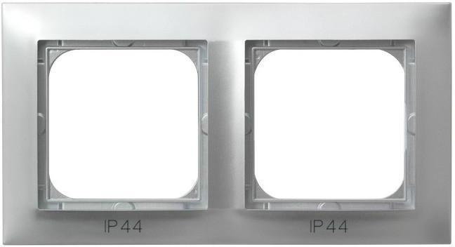 Impresja Ramka podwójna do łączników IP-44 Ospel - Srebro - RH-2Y/18