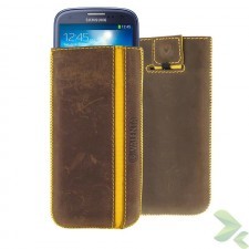 Valenta Pocket Stripe Vintage - Skórzane etui wsuwka Samsung Galaxy S4/S III, HTC One i inne (brązowy) 10_5742