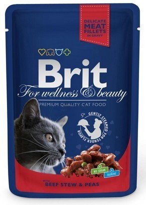 Brit Premium Cat Dorosłe Wołowina + Groszek Saszetka 100g 11395
