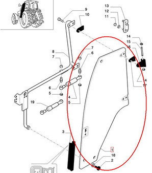 CNH SZYBA LEWA DRZWI 82036001