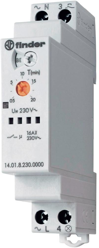 Finder Przekaźnik czasowy 14.01.8.230.0000 14.01.8.230.0000 1 zestyk zwierny maks 16 A 230 V/AC AC1) maks 3700 VA/(AC15 230 V) maks 750 VA 1 szt