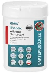 E5 Chusteczki czyszcząco-dezynfekujące do czyszczenia sprzętów biurowych 100 szt. RE00296