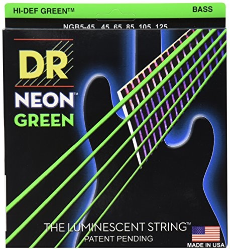 DR Strings Neon Zielony Bass struny do gitary 45  125 Jeu de NEON 45-125 VERT