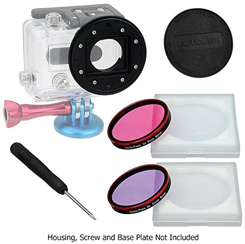 Fotodiox Pro Wonderbook pana go H3 Underwater Kit gotough Filter Adapter system for Gopro Hero3 Waterproof Housing with 2 Water Correction Filter (Rose Pink & Violet (Purple) WPGT-Undrwtr-Kit