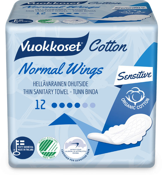 Vuokkoset VUOKKOSET Cotton Normal Wings Thin 12 szt.) wkładki higieniczne
