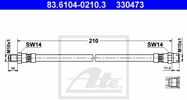 ATE PRZEWÓD HAM 83.6104-0210.3 MERCEDES HECKFLOSSE W110 230 66-67 83.6104-0210.3
