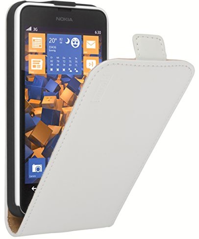 Mumbi Premium Leder Flip Case Nokia Lumia 630/635 torba biały