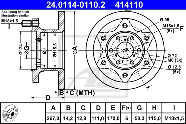 ATE TARCZA HAM 24.0114-0110.2 ALFA AR8 2.4D 78-86  24.0114-0110.2
