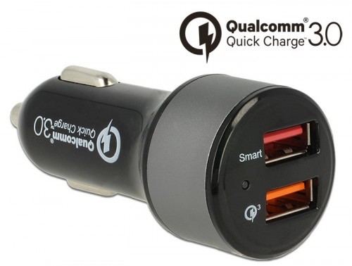 Delock Ładowarka samochodowa 12V/24V 1xUSB Quick Charge 3.0 + 1xUSB 2.4A (62739)