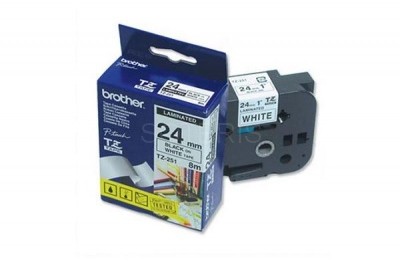 Brother TZ-N251 24mm taśma nielaminowana, czarny nadruk/białe tło