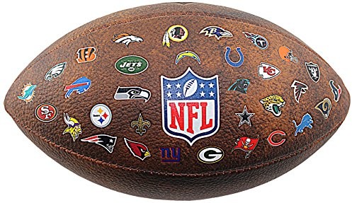 Wilson Wtf1534Xbnfl Piłka Do Futbolu Amerykańskiego Z Logo Nfl I 32 Symbolami Klubów, Czerwonobrązowa, 3