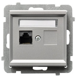 Ospel Gniazdo RJ45 kat. 5e, MMC srebro mat GPK-1R/K/m/38 SONATA
