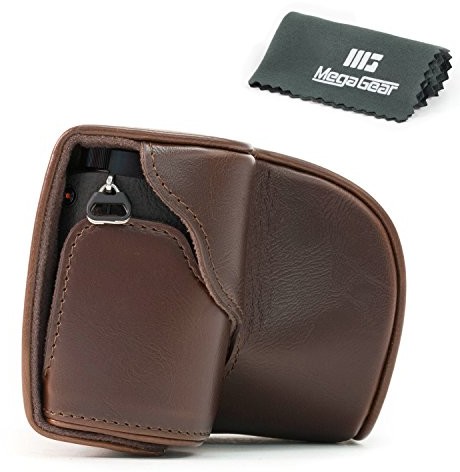 MegaGear Aparat-megagear skórzana torba na aparat do lustrzanek Sony Alpha a6000, A6300 z obiektywem 16  50 MM, ciemnobrązowy MG407