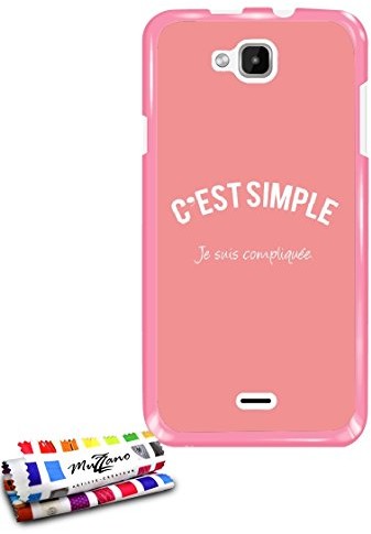 Wiko Ultraflache weiche Schutzhülle SLIDE [Ich bin kompliziert] [Rosa] von MUZZANO + STIFT und MICROFASERTUCH MUZZANO GRATIS - Das ULTIMATIVE, ELEGANTE UND LANGLEBIGE Schutz-Case für Ihr SLIDE