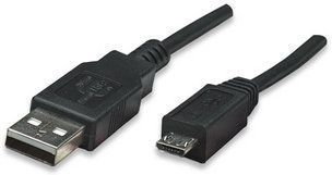 Фото - Кабель MANHATTAN KABEL USB A-MicroB M/M 0,5m USB2.0 Hi-Speed czarny 