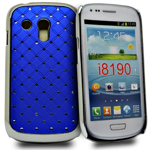 Samsung Accessory Master Diamande Strass Blumen-Design harte Abdeckung für i8190 Galaxy S3 mini blau