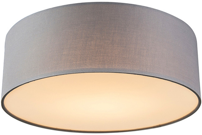 QAZQA Lampa sufitowa szara 30 cm w tym LED - Drum LED